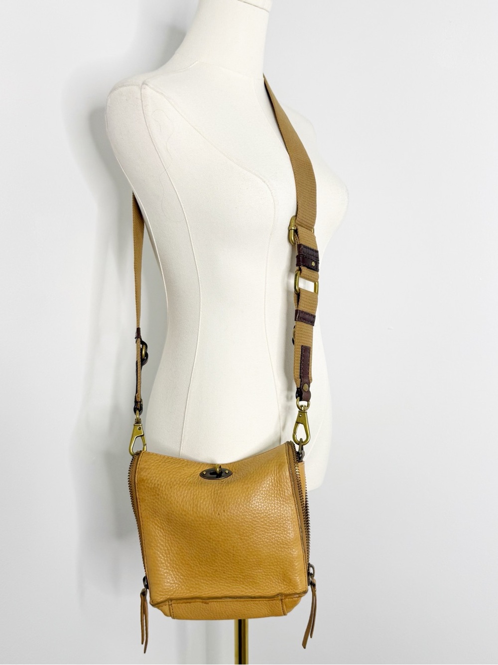 J.Crew Leather Crossbody Bag Tan Convertible Shoulder Purse